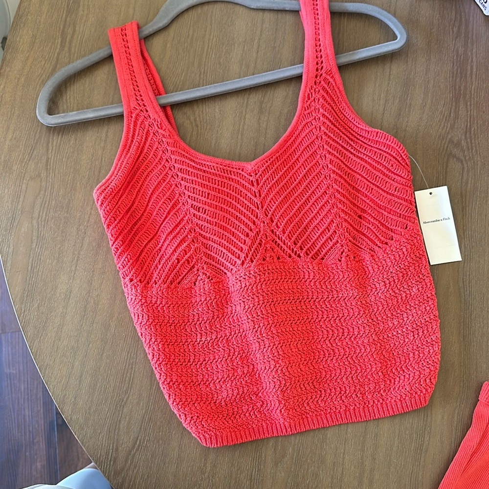 Abercrombie & Fitch pink crochet tank top